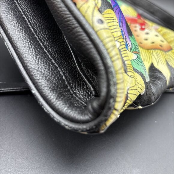 Anuschka Leather Hand Painted Dragonflies & Sunflowers Handbag - Picture 14 of 16